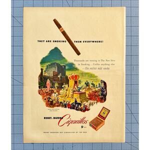 1950 Robt. Burns Cigarillos Ad - Mardi Gras Festival New Orleans